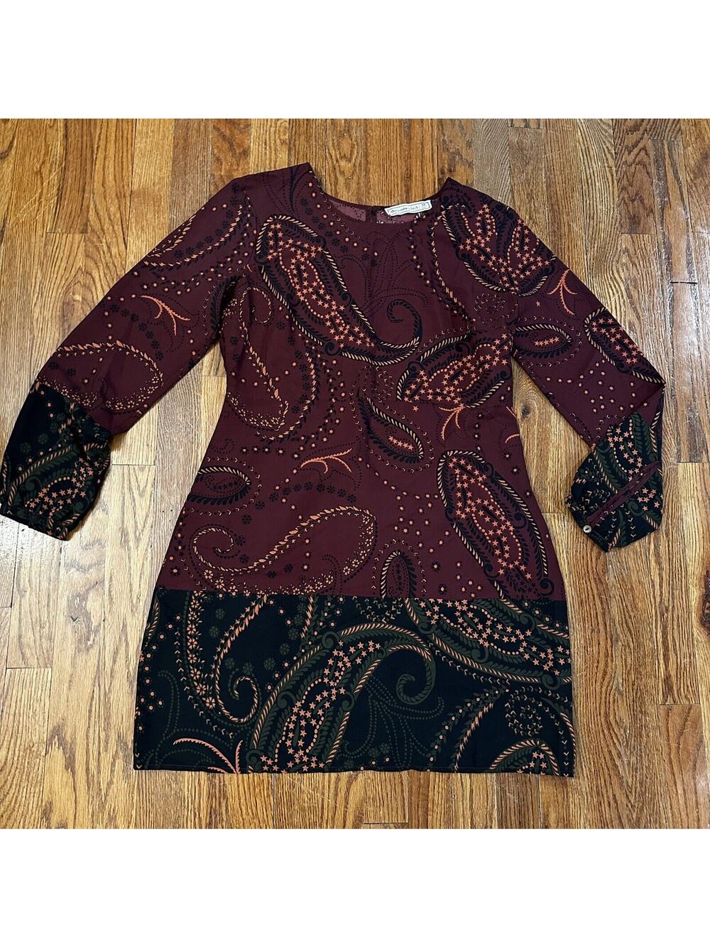 Abercrombie & Fitch Womens Paisley Print A-line Dress With Zipper Closure